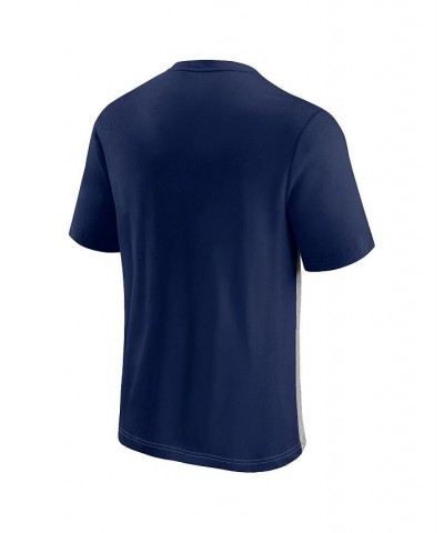 Men's Branded Navy and Heathered Gray New England Patriots Colorblock T-shirt $19.36 T-Shirts