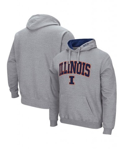 Men's Heathered Gray Illinois Fighting Illini Arch and Logo 3.0 Pullover Hoodie $24.60 Sweatshirt