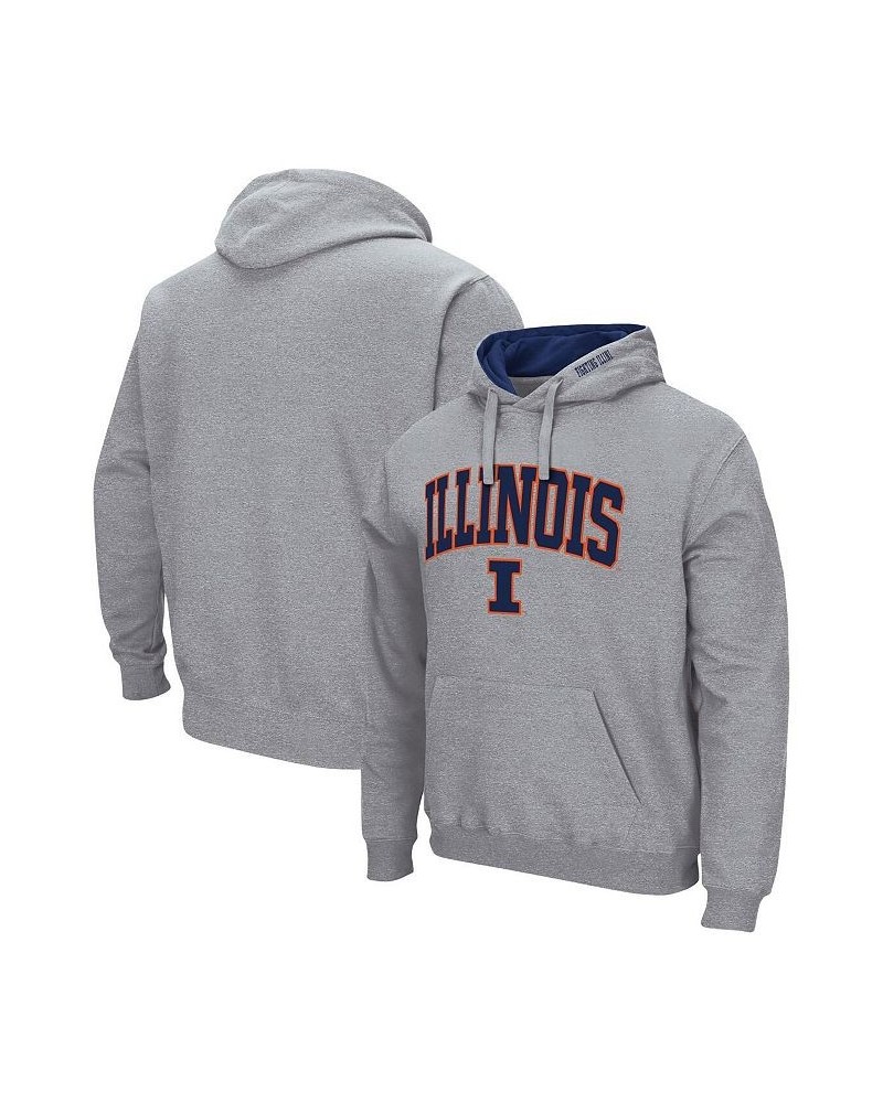 Men's Heathered Gray Illinois Fighting Illini Arch and Logo 3.0 Pullover Hoodie $24.60 Sweatshirt