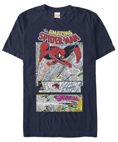 Marvel Men's The Amazing Spider-Man Comic Scene Short Sleeve T-Shirt Blue $18.19 T-Shirts