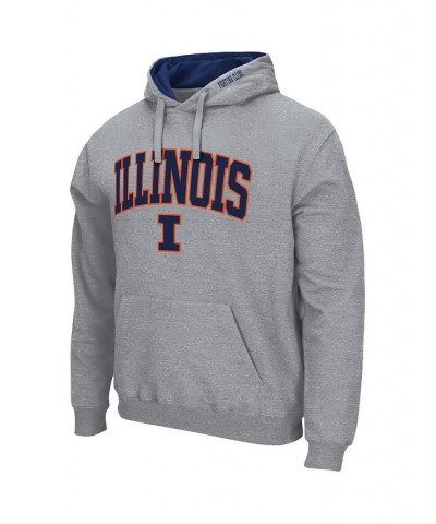 Men's Heathered Gray Illinois Fighting Illini Arch and Logo 3.0 Pullover Hoodie $24.60 Sweatshirt