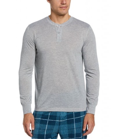 Men's Solid Henley Sleep Shirt Gray $12.22 Pajama