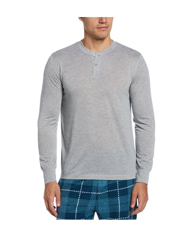 Men's Solid Henley Sleep Shirt Gray $12.22 Pajama