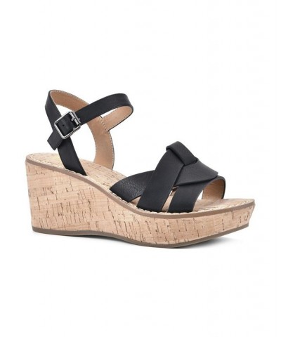 Women's Simple Wedge Sandals Black $40.94 Shoes