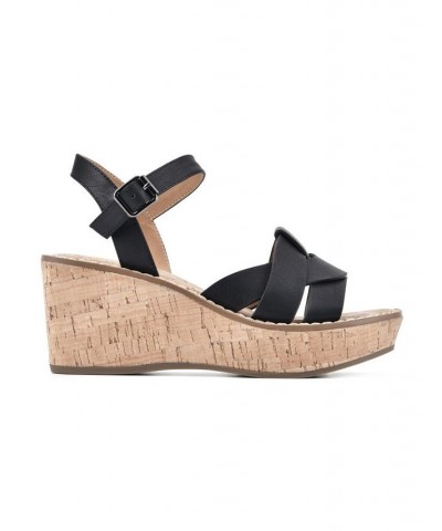 Women's Simple Wedge Sandals Black $40.94 Shoes