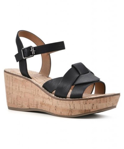 Women's Simple Wedge Sandals Black $40.94 Shoes