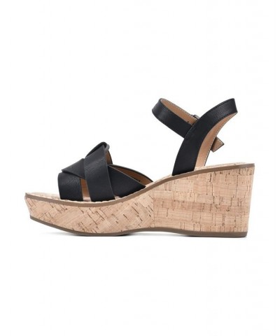 Women's Simple Wedge Sandals Black $40.94 Shoes