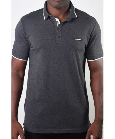 Men's Basic Short Sleeve Snap Button Polo Dark Gray $23.52 Polo Shirts