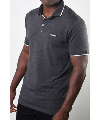 Men's Basic Short Sleeve Snap Button Polo Dark Gray $23.52 Polo Shirts