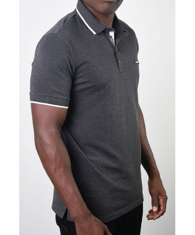 Men's Basic Short Sleeve Snap Button Polo Dark Gray $23.52 Polo Shirts