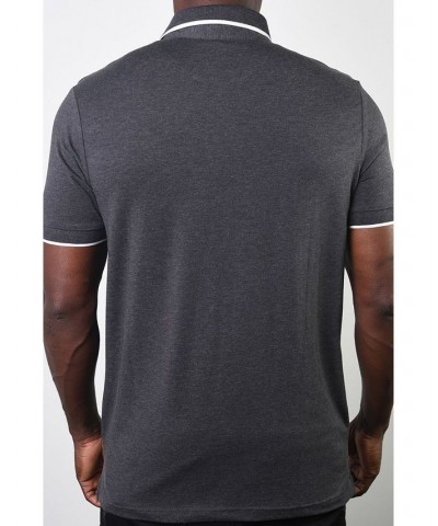 Men's Basic Short Sleeve Snap Button Polo Dark Gray $23.52 Polo Shirts