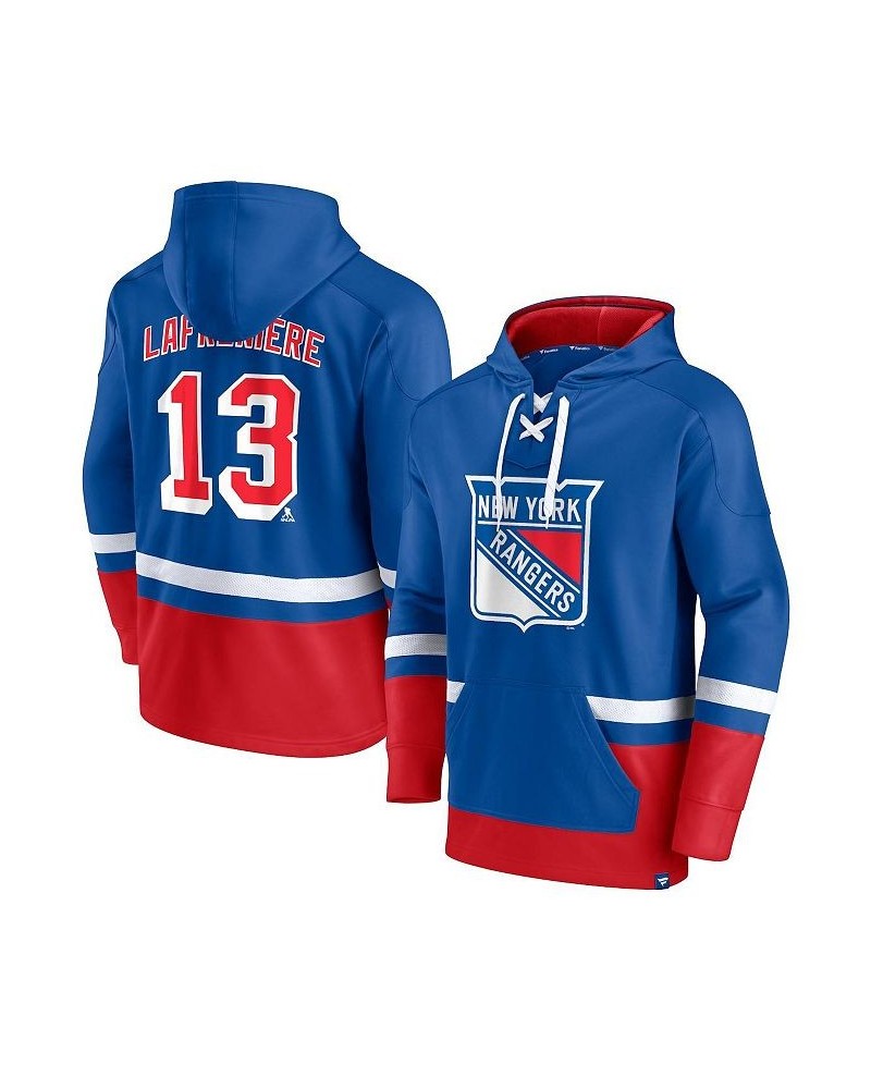 Men's Alexis Lafreniere Blue, Red New York Rangers Player Lace-Up V-Neck Pullover Hoodie $35.42 Sweatshirt