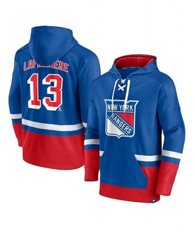 Men's Alexis Lafreniere Blue, Red New York Rangers Player Lace-Up V-Neck Pullover Hoodie $35.42 Sweatshirt