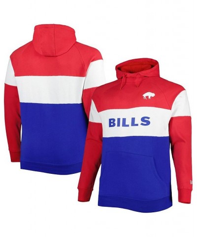 Men's Royal Buffalo Bills Big and Tall Throwback Colorblock Raglan Pullover Hoodie $39.36 Sweatshirt