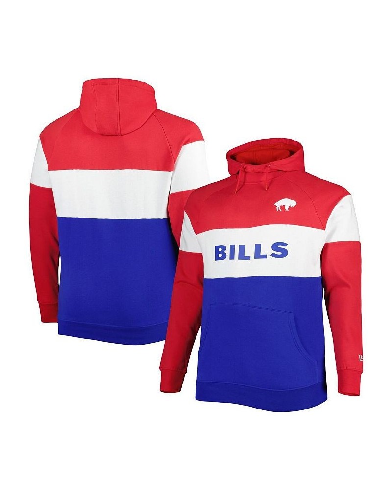 Men's Royal Buffalo Bills Big and Tall Throwback Colorblock Raglan Pullover Hoodie $39.36 Sweatshirt