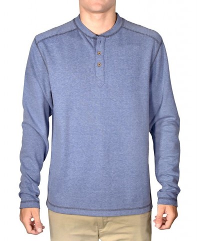 Men's Stretch Button-Placket Topstitched Henley Shirt PD07 $36.70 Shirts