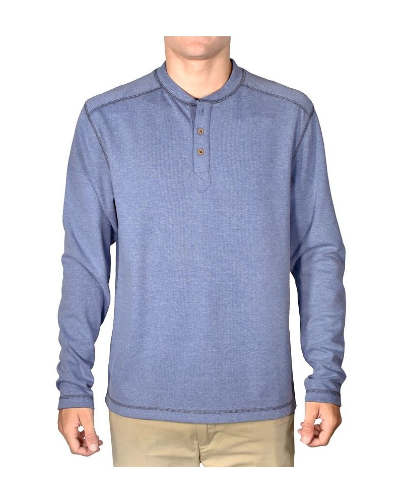 Men's Stretch Button-Placket Topstitched Henley Shirt PD07 $36.70 Shirts