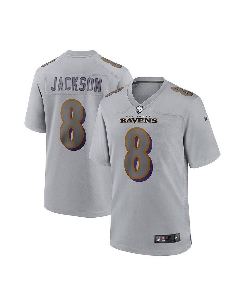 Men's Lamar Jackson Gray Baltimore Ravens Atmosphere Fashion Game Jersey $68.60 Jersey