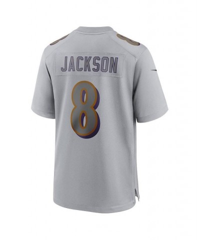 Men's Lamar Jackson Gray Baltimore Ravens Atmosphere Fashion Game Jersey $68.60 Jersey