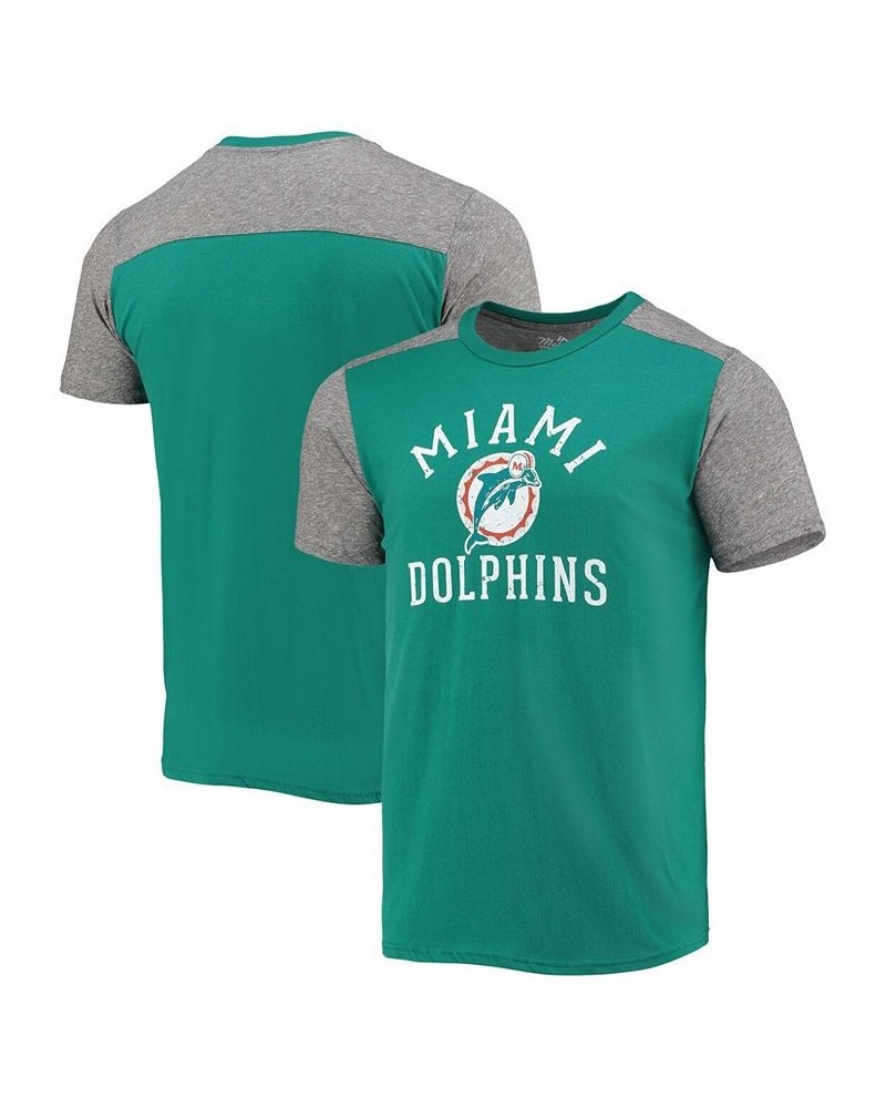 Men's Aqua, Heathered Gray Miami Dolphins Gridiron Classics Field Goal Slub T-shirt $22.00 T-Shirts