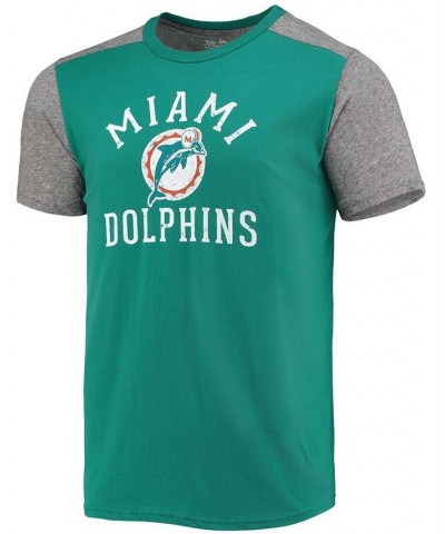 Men's Aqua, Heathered Gray Miami Dolphins Gridiron Classics Field Goal Slub T-shirt $22.00 T-Shirts