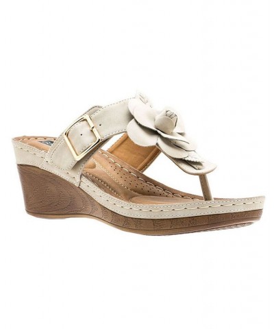 Women's Flora Wedge Sandal Tan/Beige $34.50 Shoes