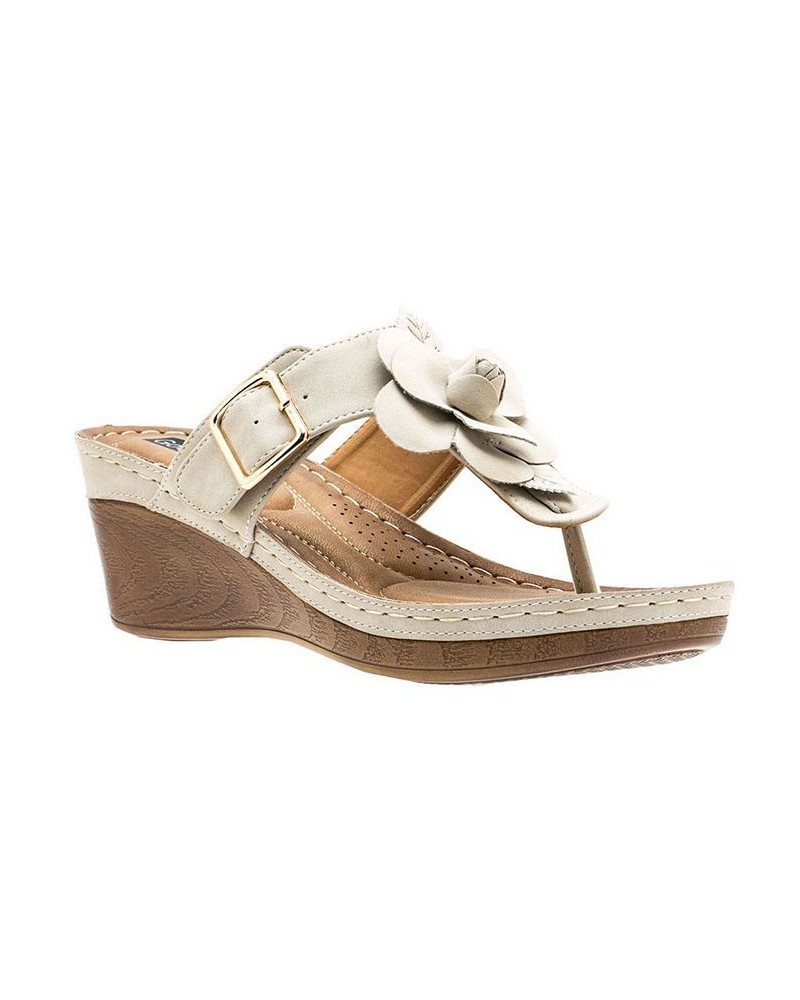 Women's Flora Wedge Sandal Tan/Beige $34.50 Shoes