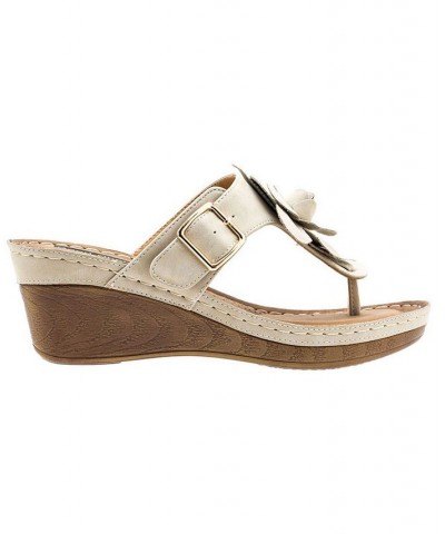 Women's Flora Wedge Sandal Tan/Beige $34.50 Shoes