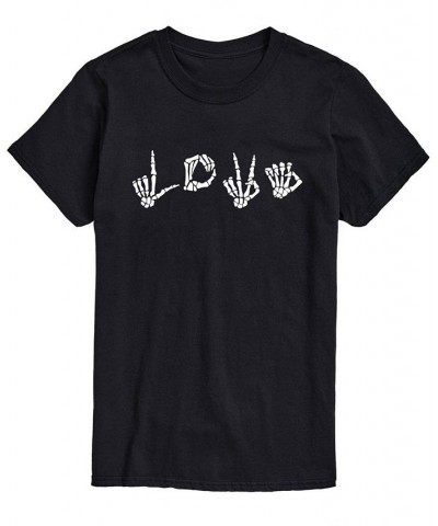 Men's Love Skeleton Hands Classic Fit T-shirt Black $14.35 T-Shirts