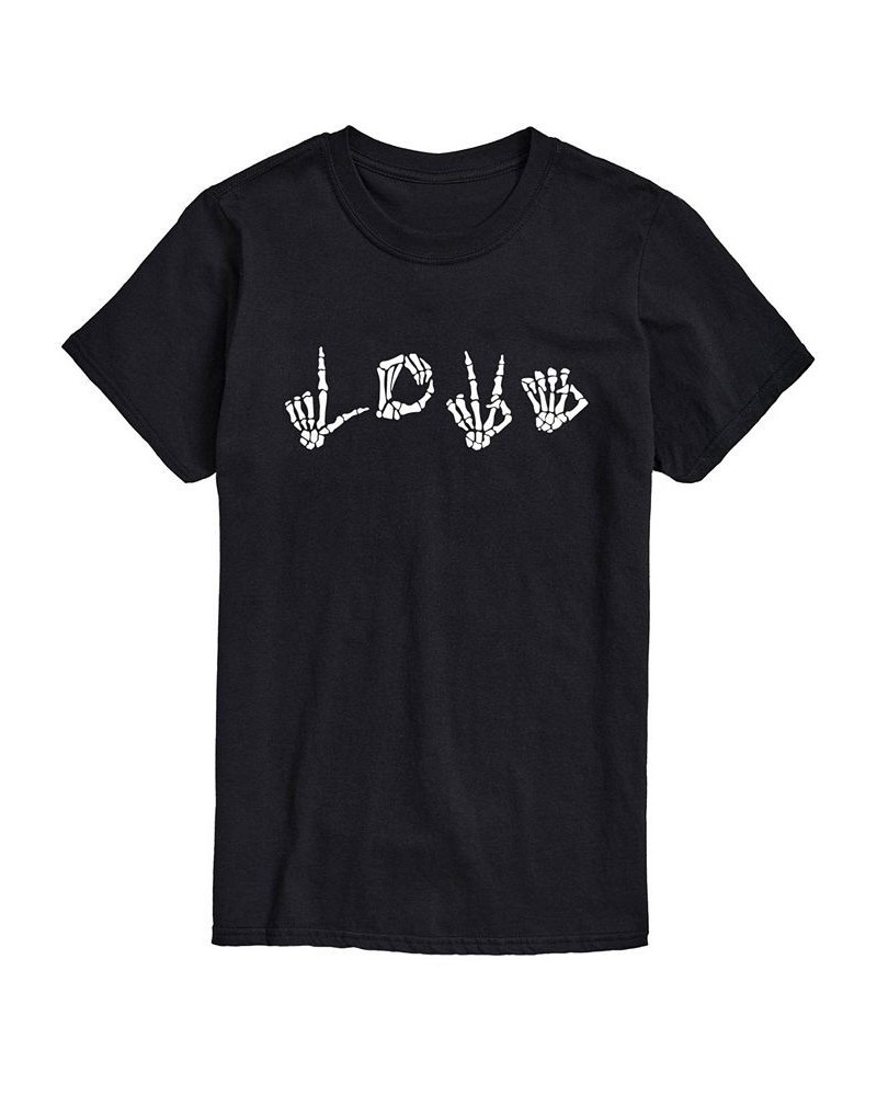 Men's Love Skeleton Hands Classic Fit T-shirt Black $14.35 T-Shirts