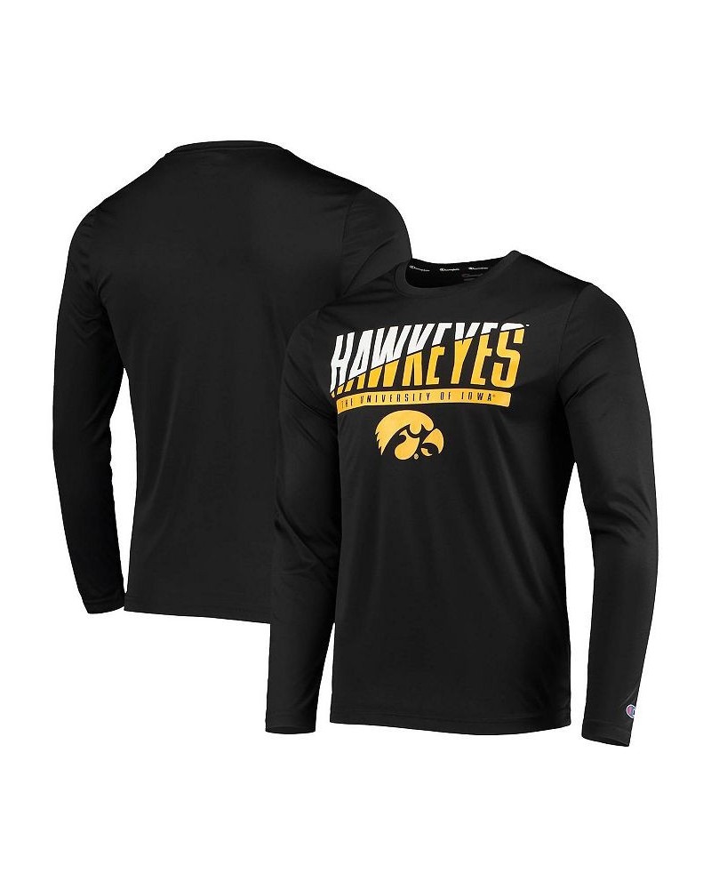 Men's Black Iowa Hawkeyes Wordmark Slash Long Sleeve T-shirt $18.90 T-Shirts