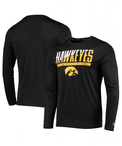 Men's Black Iowa Hawkeyes Wordmark Slash Long Sleeve T-shirt $18.90 T-Shirts