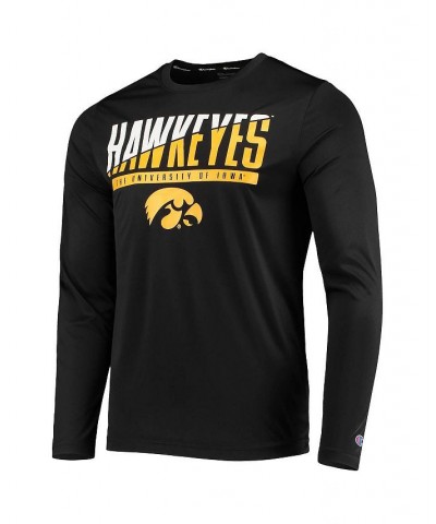 Men's Black Iowa Hawkeyes Wordmark Slash Long Sleeve T-shirt $18.90 T-Shirts