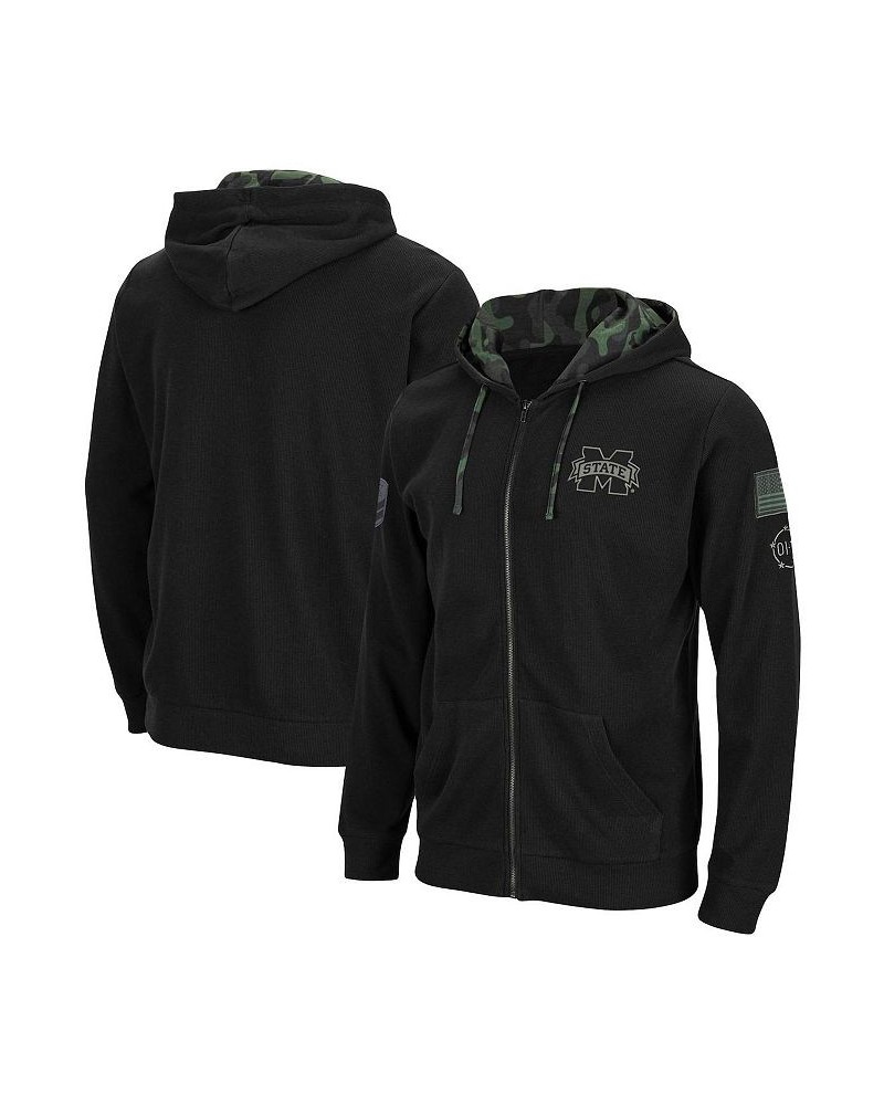 Men's Black Mississippi State Bulldogs OHT Military-Inspired Appreciation Waffle Full-Zip Hoodie $25.85 Sweatshirt