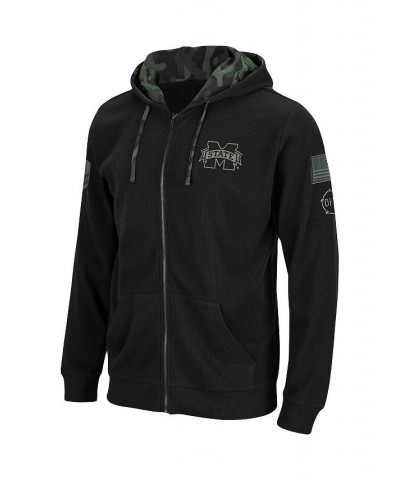 Men's Black Mississippi State Bulldogs OHT Military-Inspired Appreciation Waffle Full-Zip Hoodie $25.85 Sweatshirt