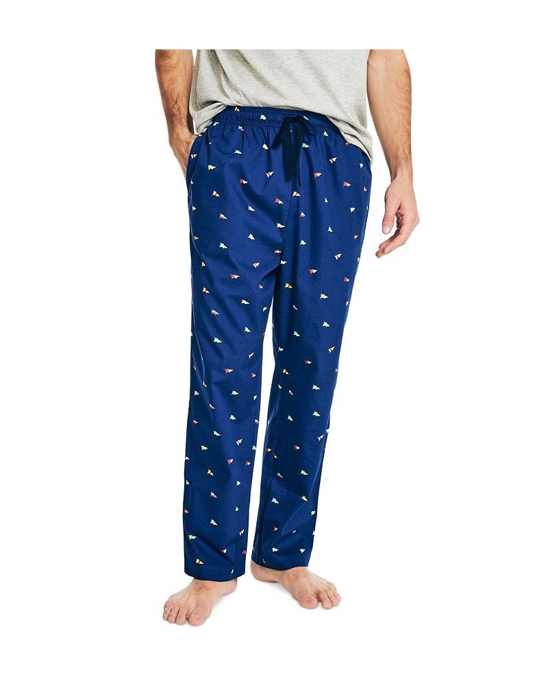 Men's Classic-Fit Nautical-Print Poplin Sleep Pants Blue $14.84 Pajama