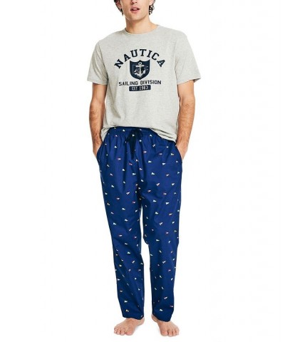 Men's Classic-Fit Nautical-Print Poplin Sleep Pants Blue $14.84 Pajama