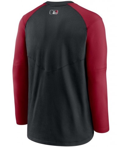 Men's Black, Red Arizona Diamondbacks Authentic Collection Pregame Performance Raglan Pullover Sweatshirt $47.69 Sweatshirt