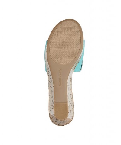 Women's Kennie Open Toe Slip-on Platform Wedge Sandals Green $35.60 Shoes