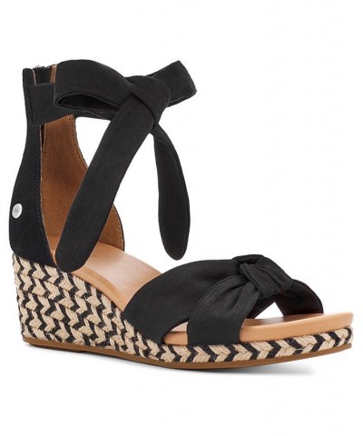 Women's Yarrow Espadrille Wedge Sandals Black $53.90 Shoes