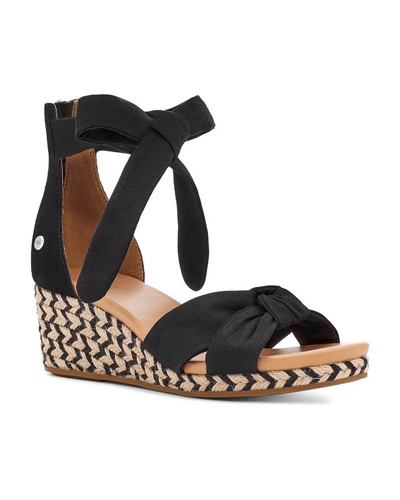 Women's Yarrow Espadrille Wedge Sandals Black $53.90 Shoes