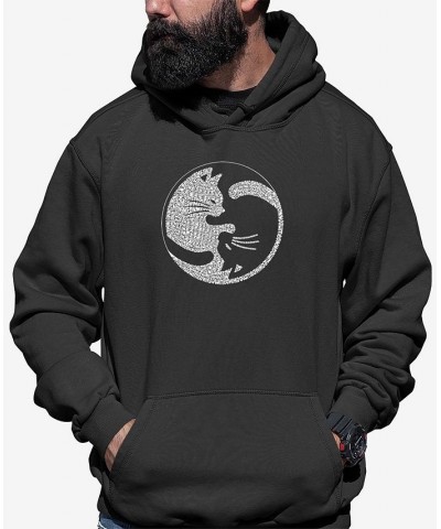 Men's Yin Yang Cat Word Art Long Sleeve Hooded Sweatshirt Gray $30.00 Sweatshirt