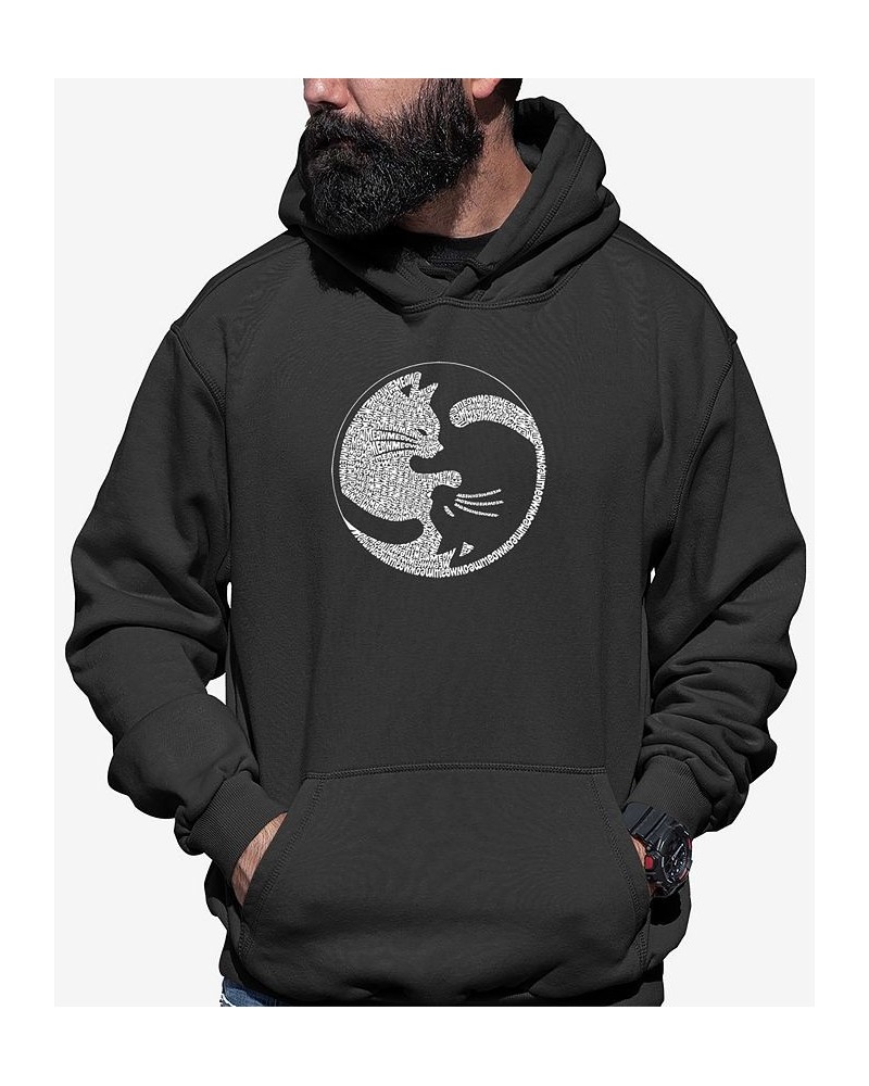 Men's Yin Yang Cat Word Art Long Sleeve Hooded Sweatshirt Gray $30.00 Sweatshirt