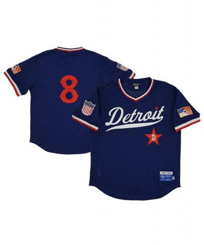 Men's 8 Navy Detroit Stars Mesh Replica V-Neck Jersey $30.80 Jersey