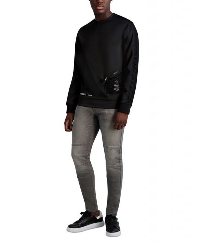 Men's Scuba Mesh Crewneck Pullover Black $37.06 Sweatshirt