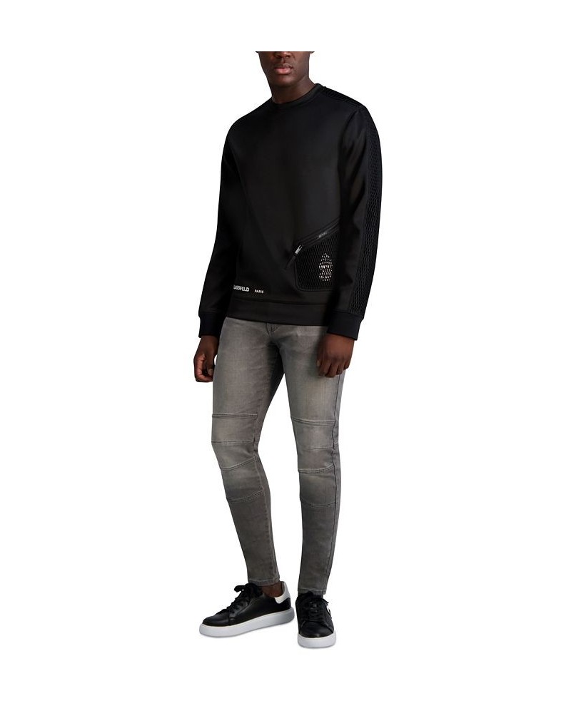 Men's Scuba Mesh Crewneck Pullover Black $37.06 Sweatshirt