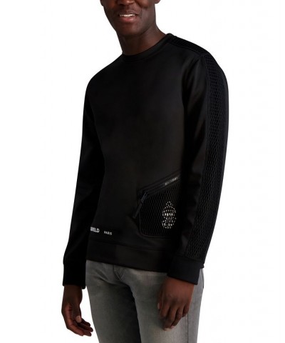 Men's Scuba Mesh Crewneck Pullover Black $37.06 Sweatshirt