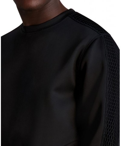 Men's Scuba Mesh Crewneck Pullover Black $37.06 Sweatshirt