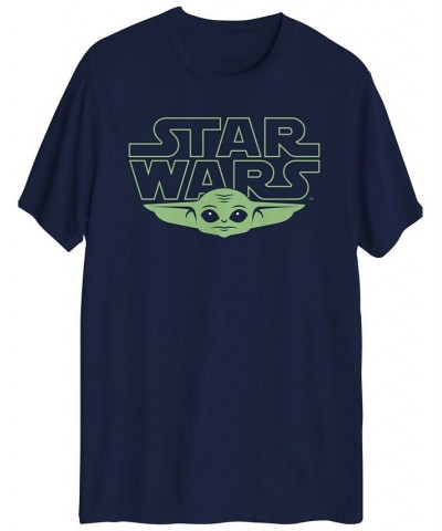 Men's Star Wars The Child Yoda Head Graphic T-shirt Blue $10.80 T-Shirts