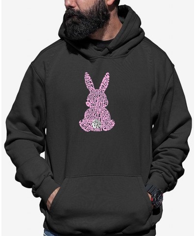 Men's Easter Bunny Word Art Long Sleeve Hooded Sweatshirt Gray $30.00 Sweatshirt